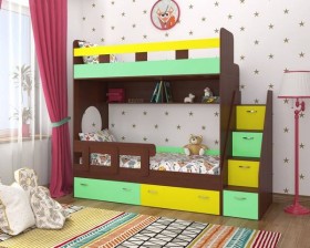 Детская двухъярусная кровать Юниор-1 Белый/Синий Распродажа в Кызыле - kyzyl.katalogmebeli.com | фото 4