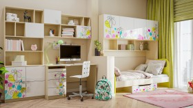 Детская комната Флёр (Белый/корпус Клен) в Кызыле - kyzyl.katalogmebeli.com | фото