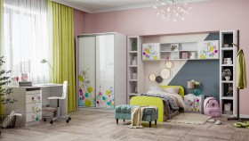 Детская комната Флер (Белый/корпус Выбеленное дерево) в Кызыле - kyzyl.katalogmebeli.com | фото