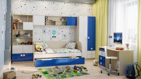 Детская комната Скай Люкс (Синий/Белый/корпус Клен) в Кызыле - kyzyl.katalogmebeli.com | фото