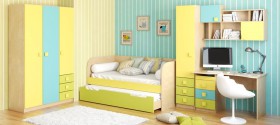 Детская комната Смайли (Желтый/Голубой/Зеленый/корпус Клен) в Кызыле - kyzyl.katalogmebeli.com | фото