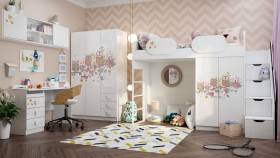 Детская комната Совушки (Белый/корпус Выбеленное дерево) в Кызыле - kyzyl.katalogmebeli.com | фото