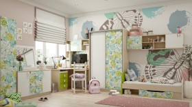 Детская комната Твит (Белый/Зеленый/корпус Клен) в Кызыле - kyzyl.katalogmebeli.com | фото