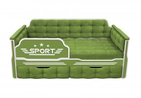 Кровать 160 серии Спорт 2 ящика 76 Зелёный (мягкие боковые накладки) в Кызыле - kyzyl.katalogmebeli.com | фото