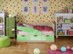 Кровать Бабочки 1,6м (Салатовый металлик) в Кызыле - kyzyl.katalogmebeli.com | фото