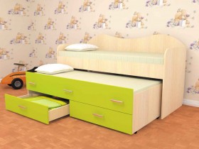 Кровать детская Нимфа двухместная 2.0 Дуб молочный/Лайм в Кызыле - kyzyl.katalogmebeli.com | фото