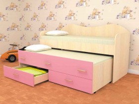 Кровать детская Нимфа двухместная 2.0 Дуб молочный/Розовый в Кызыле - kyzyl.katalogmebeli.com | фото