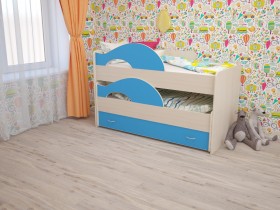 Кровать детская Радуга 1600 Млечный дуб/Голубой в Кызыле - kyzyl.katalogmebeli.com | фото