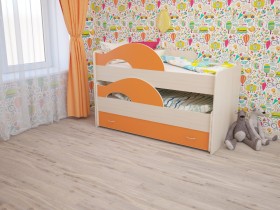 Кровать детская Радуга 1600 Млечный дуб/Оранжевый в Кызыле - kyzyl.katalogmebeli.com | фото