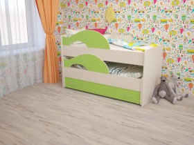 Кровать детская Радуга 1600 Млечный дуб/Салатовый в Кызыле - kyzyl.katalogmebeli.com | фото