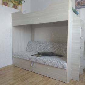 Кровать двухъярусная с диваном (Беленый дуб) в Кызыле - kyzyl.katalogmebeli.com | фото