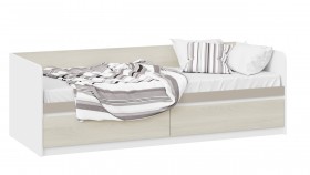Кровать «Сканди» с 2 ящиками Дуб Гарден/Белый/Глиняный серый в Кызыле - kyzyl.katalogmebeli.com | фото