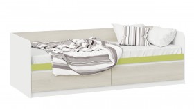 Кровать «Сканди» с 2 ящиками Дуб Гарден/Белый/Зеленый в Кызыле - kyzyl.katalogmebeli.com | фото