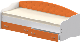Кровать Софа-7 с мягкой спинкой (800х1900) Белый/Оранжевый в Кызыле - kyzyl.katalogmebeli.com | фото