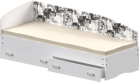 Кровать Софа-9 с мягкой спинкой с рисунком Милана (900х1900) Белый в Кызыле - kyzyl.katalogmebeli.com | фото
