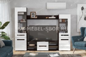 Мебель для гостиной МГС 6 (Исполнение 1/Венге/Белый глянец) в Кызыле - kyzyl.katalogmebeli.com | фото