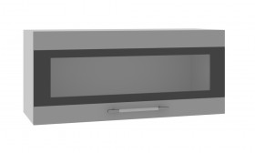 Норд ШВГС 800 Шкаф верхний горизонтальный со стеклом (Софт черный/корпус Белый) в Кызыле - kyzyl.katalogmebeli.com | фото