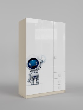 Шкаф 3-х створчатый с ящиками Санни (Белый/корпус Клен) в Кызыле - kyzyl.katalogmebeli.com | фото