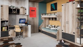 Шкаф для одежды комбинированный «Окланд» (Фон Черный/Дуб Делано) Распродажа в Кызыле - kyzyl.katalogmebeli.com | фото 4
