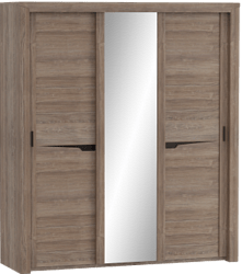 Шкаф трехдверный Соренто с раздвижными дверями Дуб стирлинг/Кофе структурный матовый в Кызыле - kyzyl.katalogmebeli.com | фото